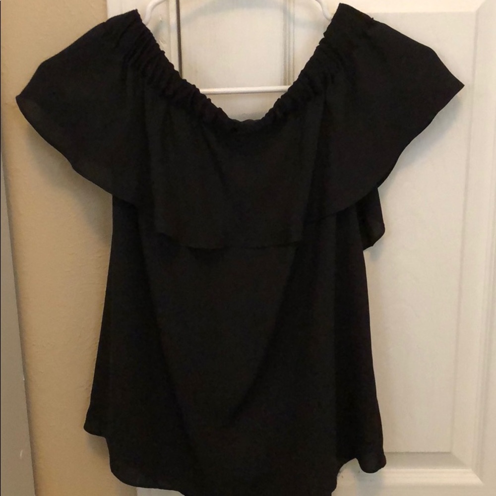 Black off the shoulder top with bow in the back